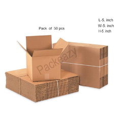 Brown Corrugated Cardboard Box for Packing (5 X 5 X 5 inches) - Pack of 50 Boxes