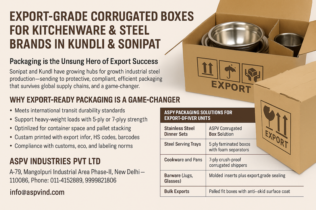 Export-Grade Corrugated Boxes for Kitchenware & Steel Brands in Kundli & Sonipat