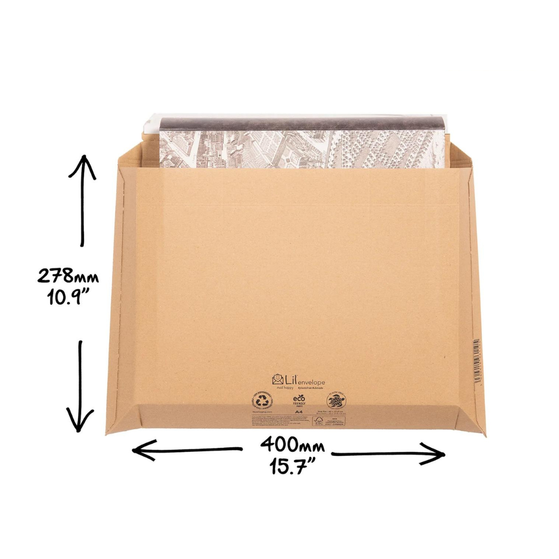 Cardboard Envelopes 400 x 278 mm (A4) - Perfect for delivering clothing, big books, cook books, puzzles, paintings, arts & craft materials, posters, maps, calendars and lots of other big, flat items (PACK OF 50)