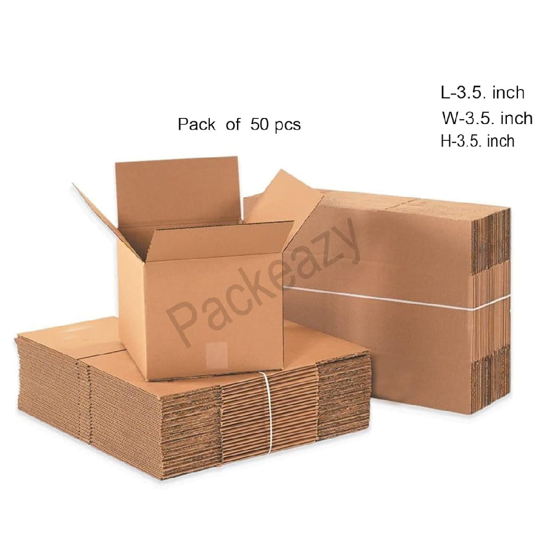 Brown Corrugated Cardboard Box for Packing (3.5 X 3.5 X 3.5 Inches) - Pack of 50 Boxes